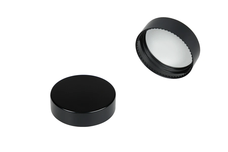 Black matte plastic cap with inner liner Black matte plastic cap with inner liner