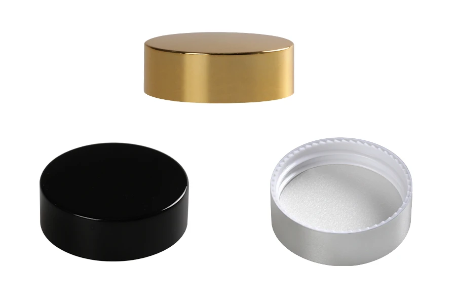 Kunststoffdeckel mit Aluminiumbeschichtung und Innendichtung für 30 ml Gläser Kunststoffdeckel mit Aluminiumbeschichtung und Innendichtung für 30 ml Gläser
