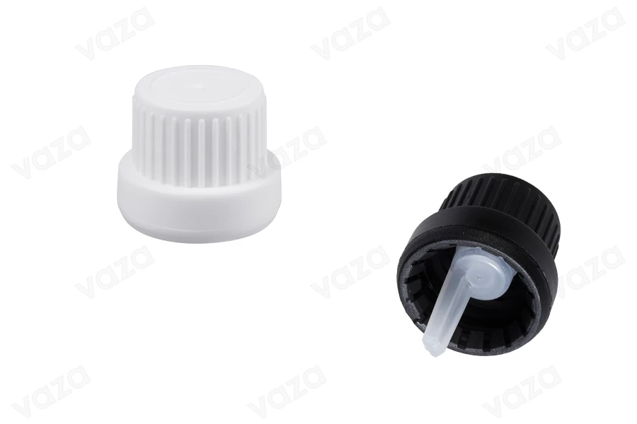 Bouchon en plastique noir avec compte-gouttes interne PP18 - 50 pcs-photo_produit
