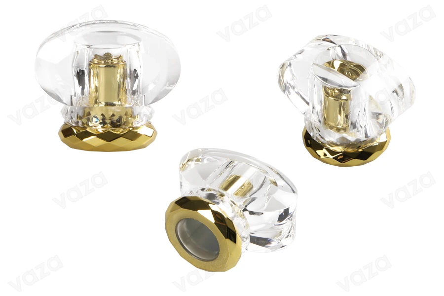 Set spray acrilico e tappo colore oro e trasparente (per flaconi con finitura 15/400) - 6 pz Set spray acrilico e tappo colore oro e trasparente (per flaconi con finitura 15/400) - 6 pz-