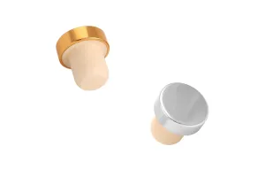 Synthetic silicone bottle cork in gold or silver color
