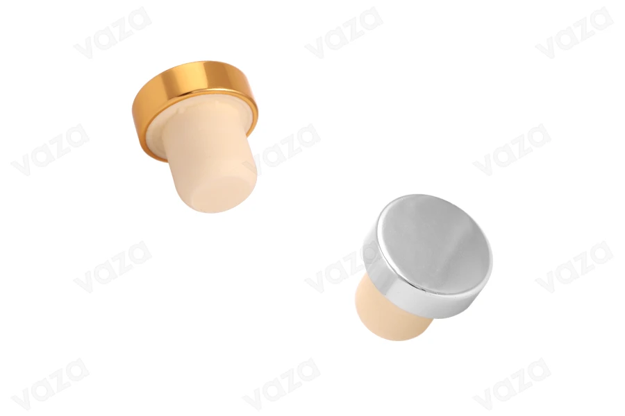 Synthetic silicone bottle cork in gold or silver color-image_product