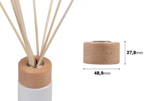 Ξύλινο καπάκι (48,9x27,8 mm) για μπουκάλι αρωματικού χώρου PP28 με υποδοχή για sticks και τάπα-2