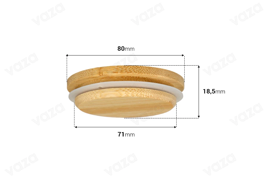 Wooden cap with rubber for jars with inner diameter of neck 71 mm-