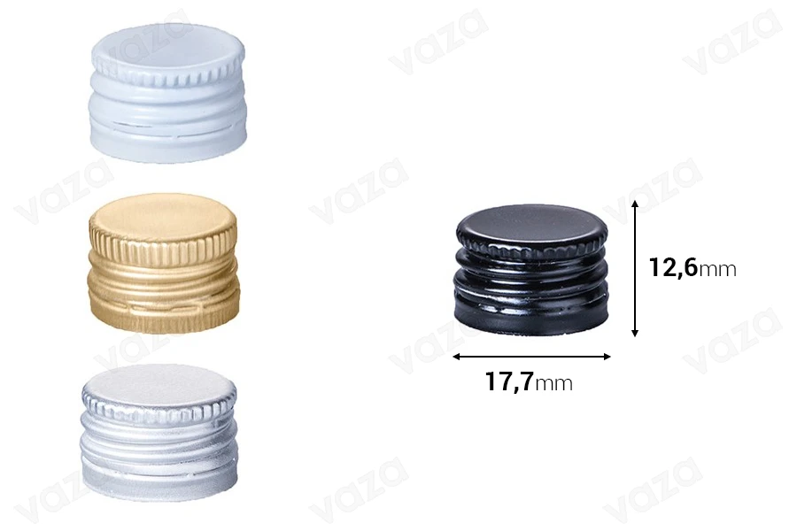 Tappi in alluminio PP18 a vite con possibilità di sigillatura e sottostrato (liner) - disponibili in vari colori.-dimensioni_immagine