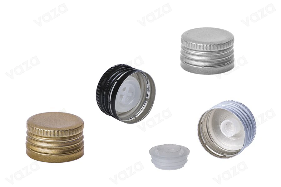 Aluminum pre-threaded screw cap PP24 with flow control in various colors Aluminum pre-threaded screw cap PP24 with flow control in various colors-image_product