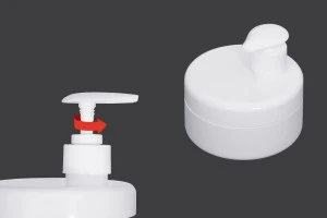 Coperchio in plastica bianca con pompa per crema.-2
