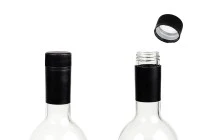 Tappo in plastica nero con sicurezza speciale per bottiglie Stelvin, misura 30x60 Tappo in plastica nero con sicurezza speciale per bottiglie Stelvin, misura 30x60