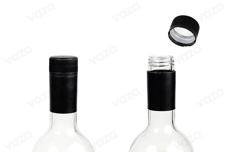 30x60 Kunststoffkappe, schwarz mit Sicherheitsfach Stelvin Flaschen-bildgruppe