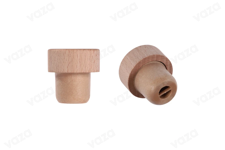 Tappo in silicone sintetico con flusso e testa staccabile in legno - F 23 mm.-immagine_prodotto