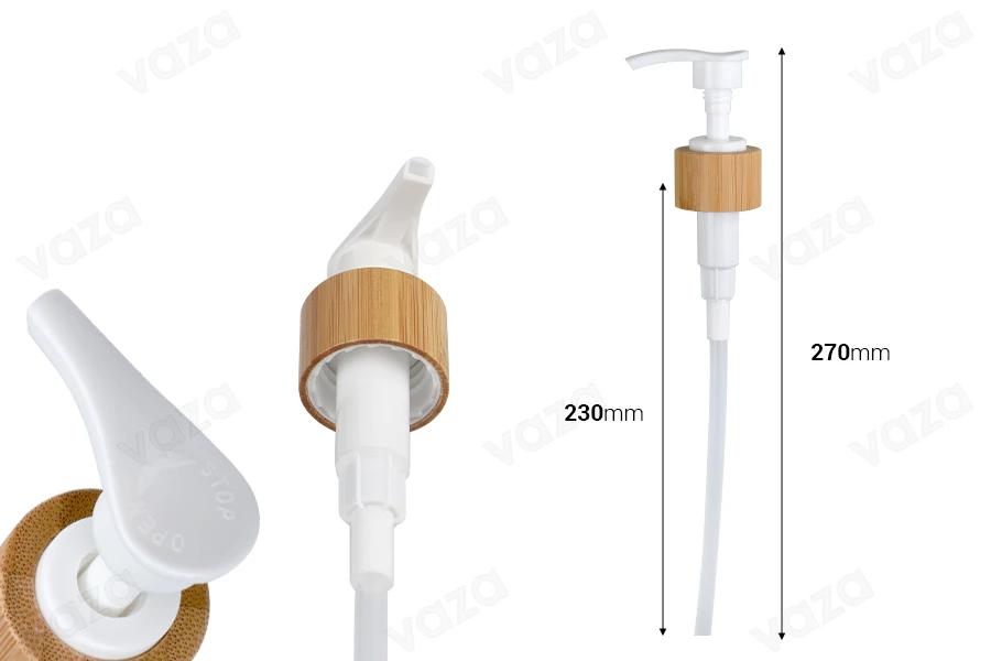 Αντλία κρέμας PP24/410 με επικάλυψη bamboo και πλαστικό λευκό εσωτερικό-εικόνα_διαστάσεις