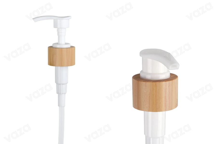 Αντλία κρέμας PP24/410 με επικάλυψη bamboo και πλαστικό λευκό εσωτερικό-εικόνα_προϊοντική