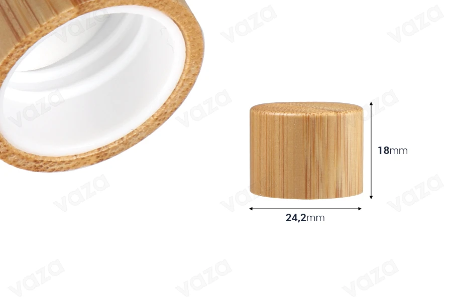 Plastic cap PP18 with bamboo coating, inner liner and inner plug with cover-imazh_dimensione