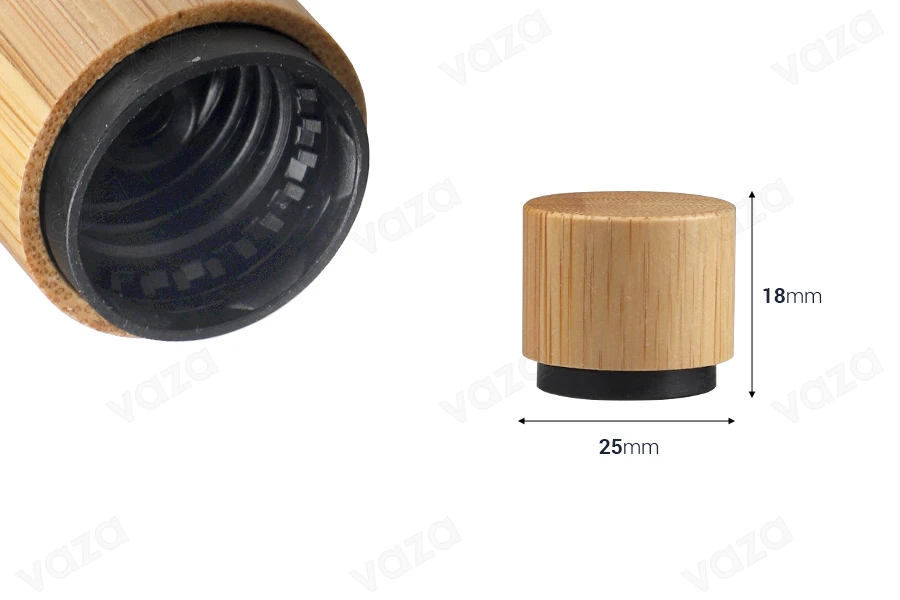 Plastic cap PP18 with bamboo coating and safety ring Plastic cap PP18 with bamboo coating and safety ring-bildabmessungen
