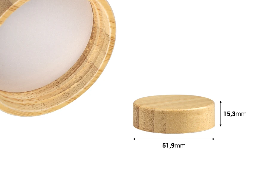 Bamboo cap with inner liner for jars 30 ml