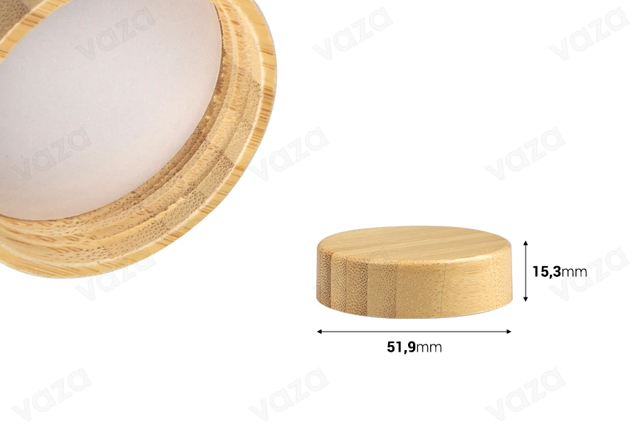 Bamboo cap with inner liner for jars 30 ml Bamboo cap with inner liner for jars 30 ml-image_dimensions