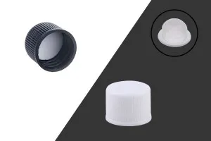 PP18 plastic cap with gasket and inner cap in white or black color - 20 pcs-1
