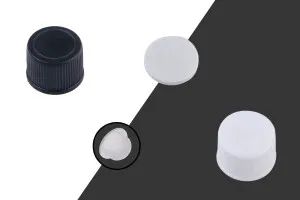 PP18 plastic cap with gasket and inner cap in white or black color - 20 pcs-2