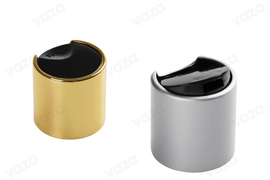 Disk-top πλαστικό καπάκι PP24/410 με επικάλυψη αλουμινίου σε διάφορα χρώματα-εικόνα_σύνθεση