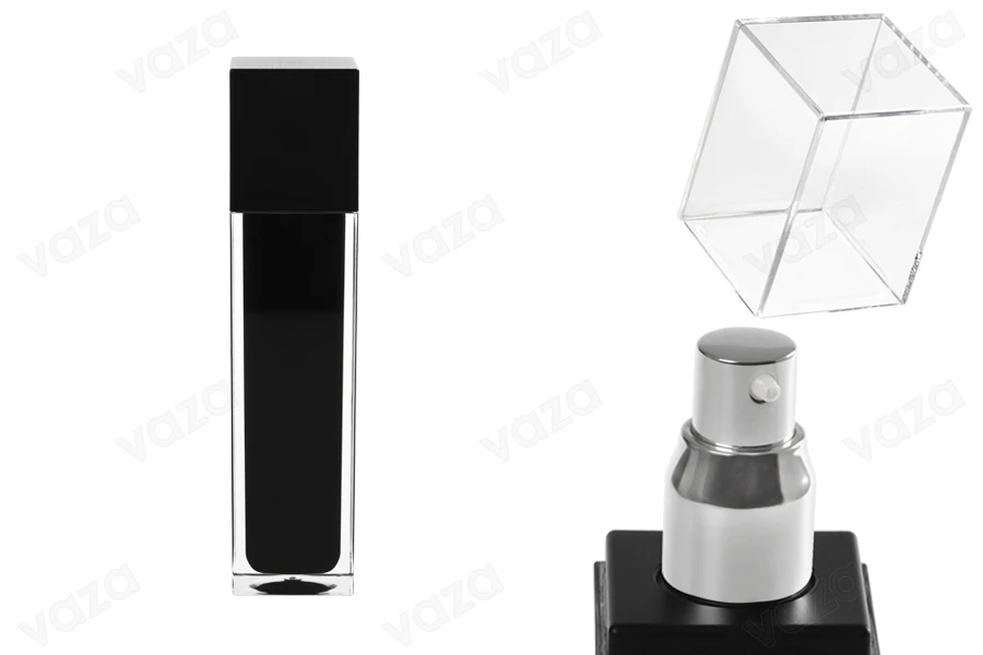 Μπουκαλάκι πολυτελείας 100 ml μαύρο με αντλία και καπάκι-εικόνα_προϊοντική