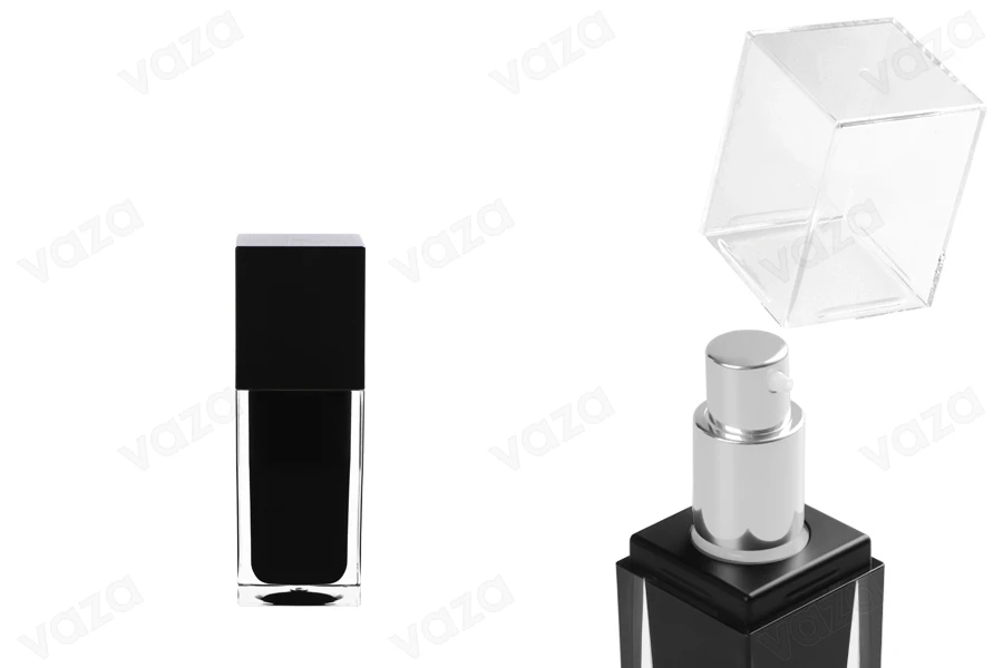 Μπουκαλάκι πολυτελείας 15 ml μαύρο με αντλία και καπάκι-εικόνα_προϊοντική
