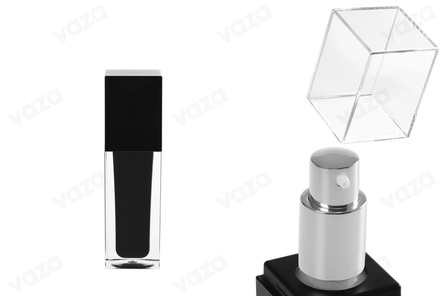 Μπουκαλάκι πολυτελείας 30 ml μαύρο με αντλία και καπάκι-εικόνα_προϊοντική