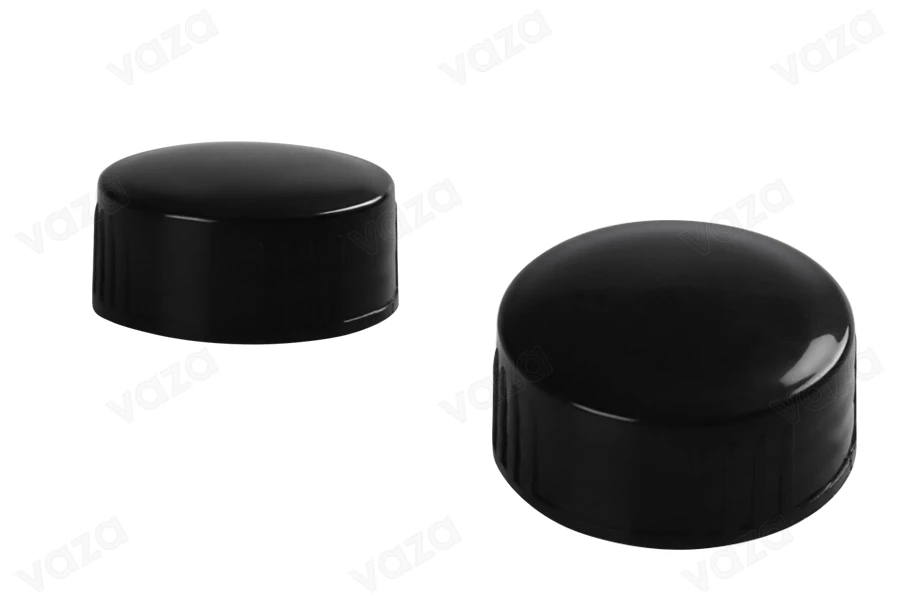 Couvercle PP24 en plastique noir avec joint et bouchon conique interne-photo_dimensions