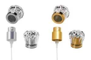 Pompa spray acrilica e tappo (15/400) color oro o argento - 6 pz-1