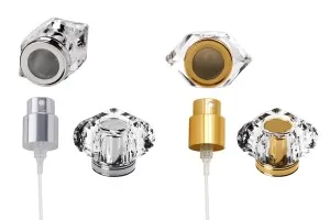Pompa spray acrilica e tappo (15/400) color oro o argento - 6 pz-1
