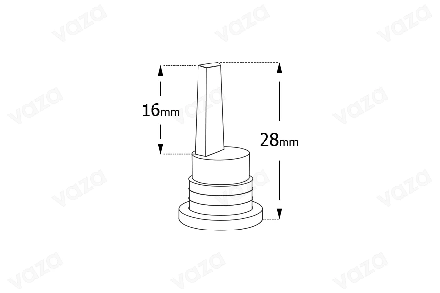Wide black plastic child-resistant cap with 28mm long dropper insert-image_dimensions