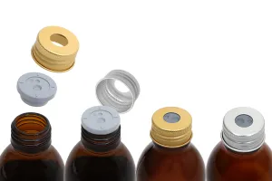 Bouchon en aluminium PP28 et bonde interne en plastique avec sortie pour le transport de liquides-3