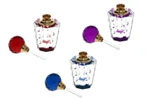 Bottiglietta di cristallo da 6 ml in 3 colori diversi con tappo di cristallo e ago-immagine_prodotto