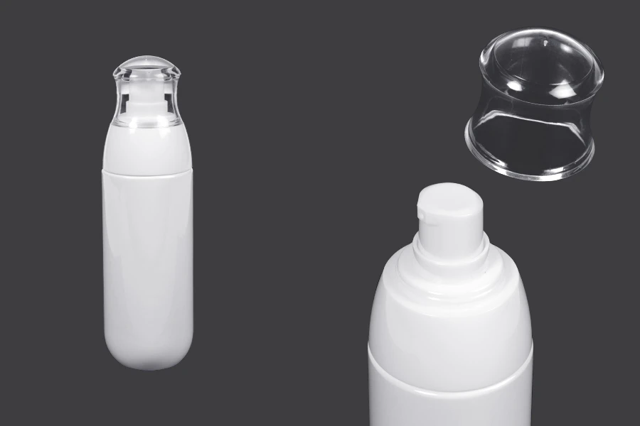 Μπουκαλάκι PET 80 ml με λευκή αντλία και διάφανο καπάκι Μπουκαλάκι PET 80 ml με λευκή αντλία και διάφανο καπάκι