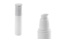 Μπουκάλι airless λευκό 50 ml για κρέμα με ασημί καπάκι Μπουκάλι airless λευκό 50 ml για κρέμα με ασημί καπάκι