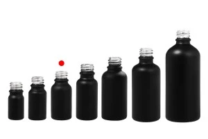 Γυάλινο μπουκαλάκι για αιθέρια έλαια 15 ml μαύρο αμμοβολής με στόμιο PP18-6