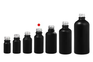Γυάλινο μπουκαλάκι για αιθέρια έλαια 20 ml μαύρο αμμοβολής με στόμιο PP18-6