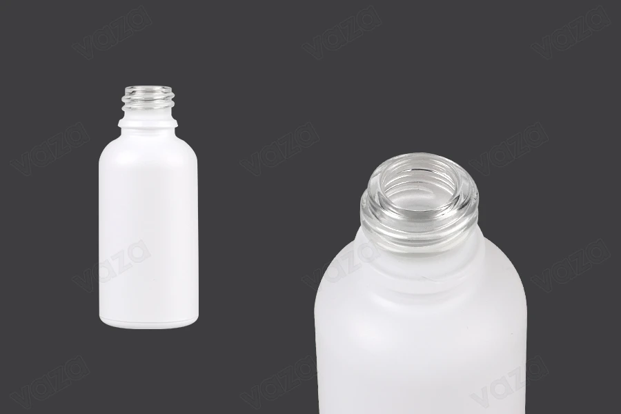 Flacon en verre pour huiles essentielles de 30 ml blanc nacré avec bouche PP18 Flacon en verre pour huiles essentielles de 30 ml blanc nacré avec bouche PP18-photo_produit