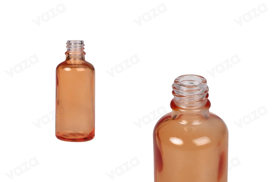 Flacon en verre de couleur orange pour huiles essentielles de 50 ml avec bec verseur PP18-photo_produit