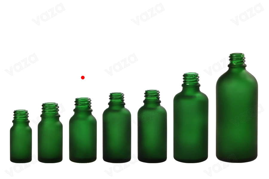 Glasflasche für ätherische Öle 15ml grünes Sandstrahlen mit PP18-Düse Glasflasche für ätherische Öle 15ml grünes Sandstrahlen mit PP18-Düse-bildgruppe