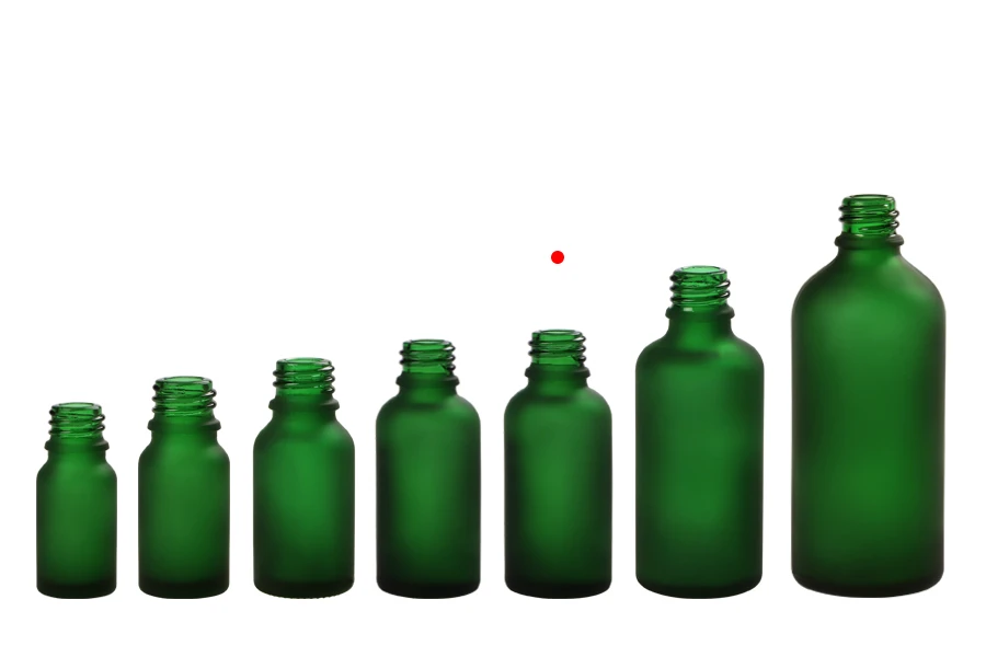 30ml green frosted glass bottle with PP18 finish for essential oils 30ml green frosted glass bottle with PP18 finish for essential oils