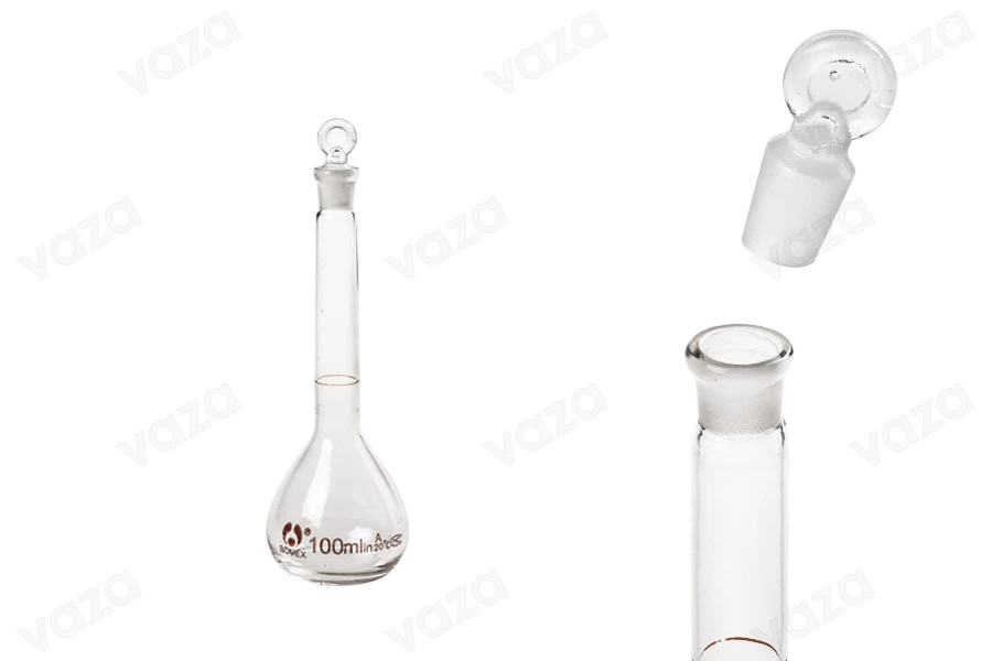 Flacone graduato in vetro da 100 ml con tappo in vetro-immagine_prodotto