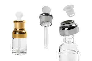 Kosmetikflasche 30ml aus Glas mit Pipette, Abfluss und Deckel-2