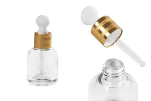 Kosmetikflasche 30ml aus Glas mit Pipette, Abfluss und Deckel-1
