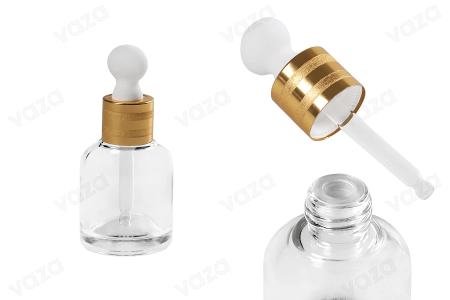 Kosmetikflasche 30ml aus Glas mit Pipette, Abfluss und Deckel Kosmetikflasche 30ml aus Glas mit Pipette, Abfluss und Deckel-produktbild