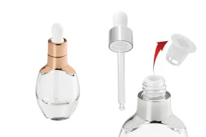 Kosmetikflasche 30ml aus Glas mit Pipette, Abfluss und Deckel-2