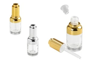 Kosmetikflasche 30ml aus Glas mit Pipette, Abfluss und Knopfdeckel-1