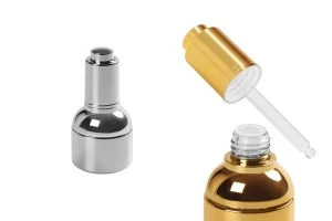 Kosmetikflasche 30ml aus Glas mit Pipette, Abfluss und Knopfdeckel-3
