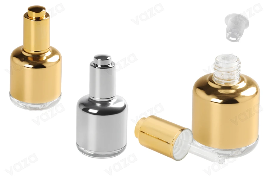Kosmetikflasche 50ml aus Glas mit Pipette, Abfluss und Knopfdeckel-produktbild