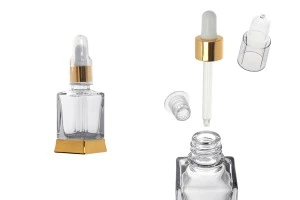 Μπουκαλάκι 30 ml γυάλινο με σταγονόμετρο, αποστραγγιστήρα και διάφανο καπάκι-1
