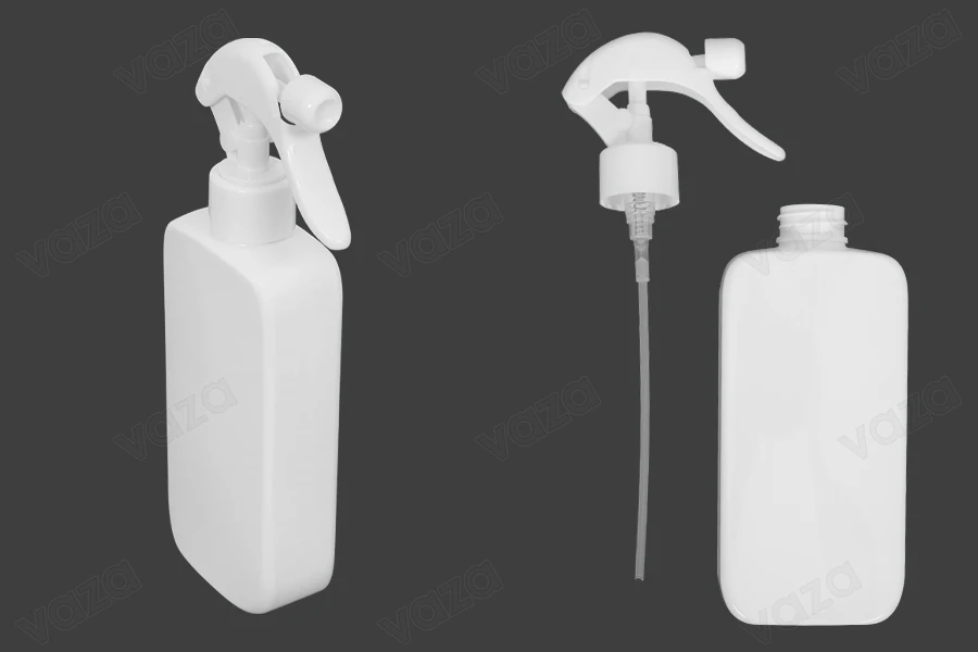 Μπουκάλι 300 ml πλαστικό (PET) λευκό με αντλία για ψεκασμό - 12 τμχ-εικόνα_διαστάσεις